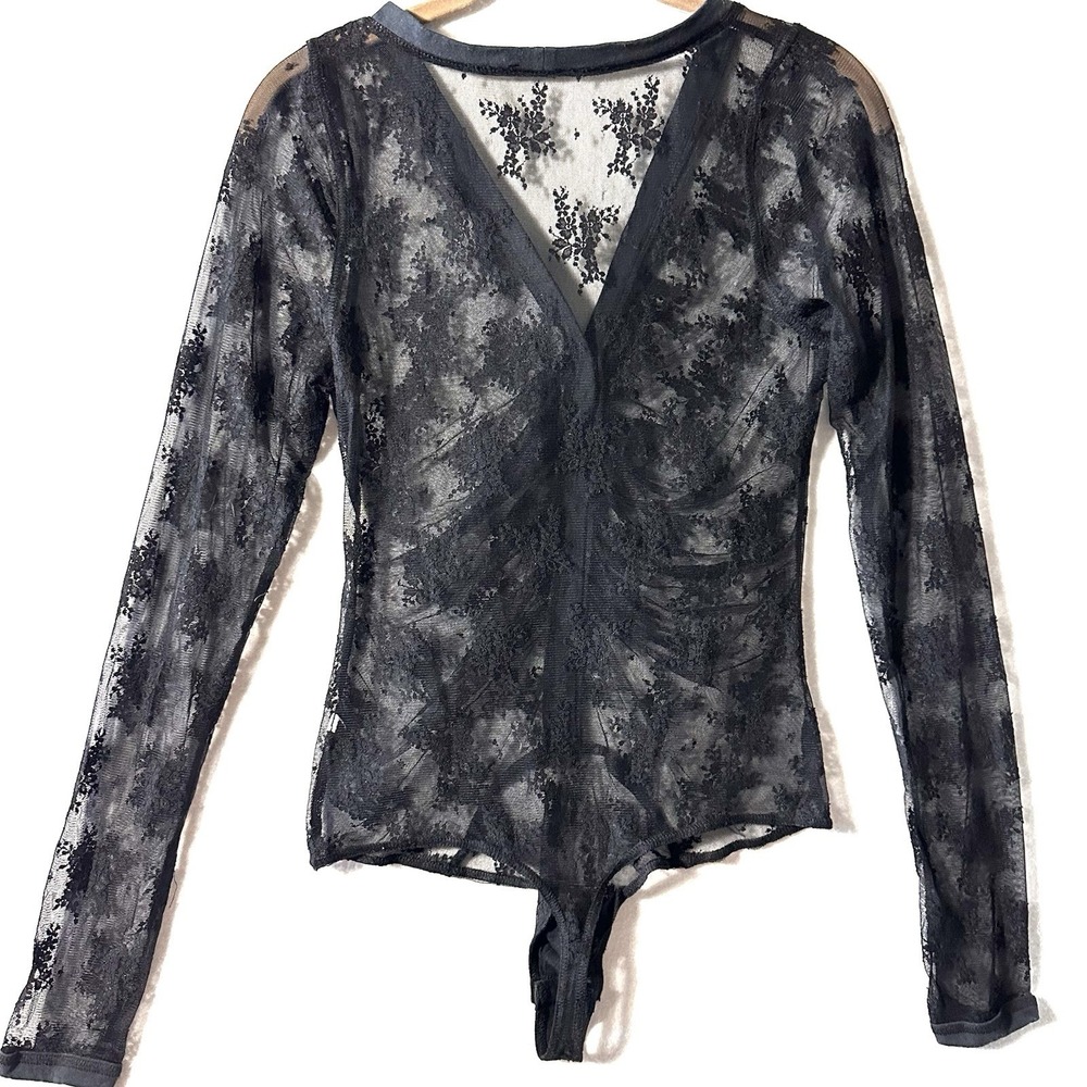 Free People Lady Lux Light Year L Large Bodysuit Black Lace Thong - Picture 11 of 12